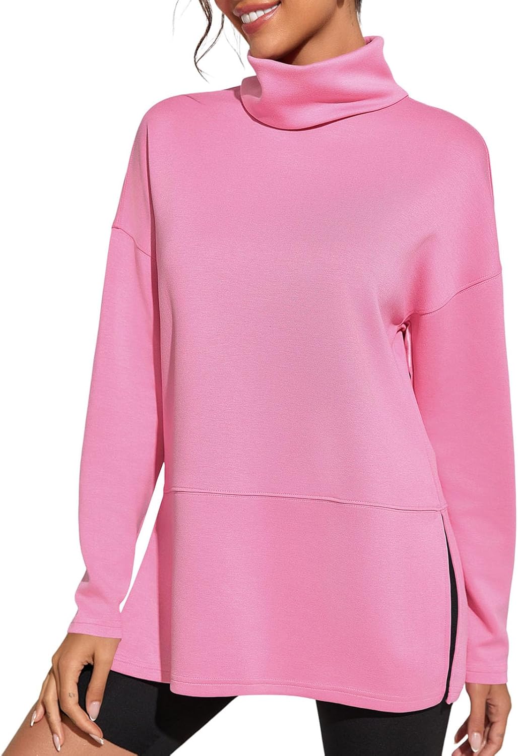 Fisoew Women's Turtleneck Oversized Sweatshirt for Casual Style
