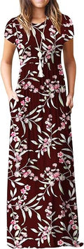 GRECERELLE Women's Short Sleeve Maxi Dress - Casual Pocketed Floor