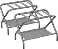 Luggage Rack for Guest Room - Folding Suitcase Stand with Fabric Shelf