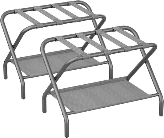 Folding Suitcase Stand with Fabric Shelf for Easy Packing