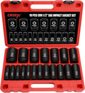DISEN 19 Pc 1/2 in Drive Deep Impact Socket Set - Heavy Duty