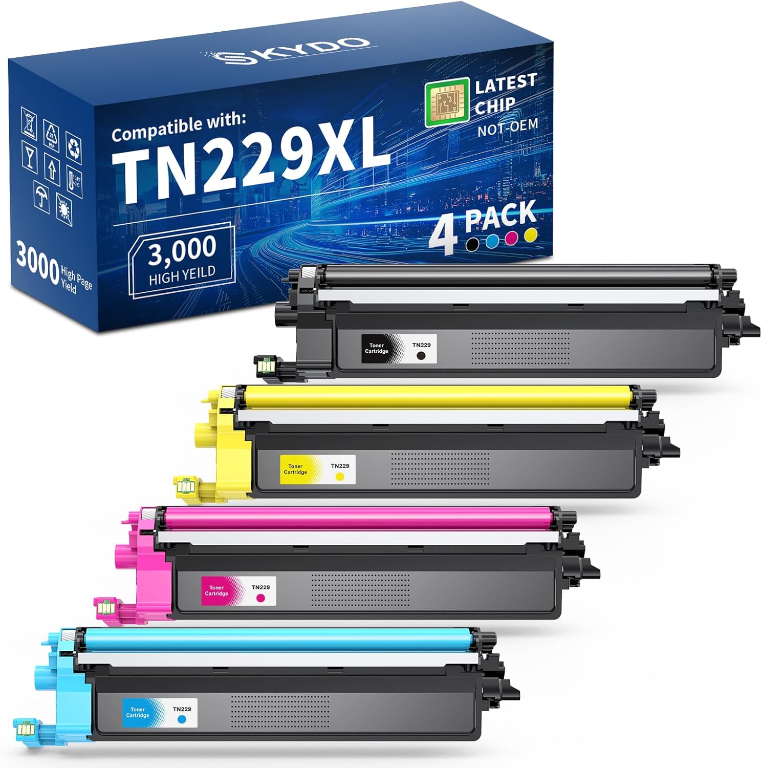 TN229XL Compatible Toner Cartridges for Brother Printers - 4 Pack
