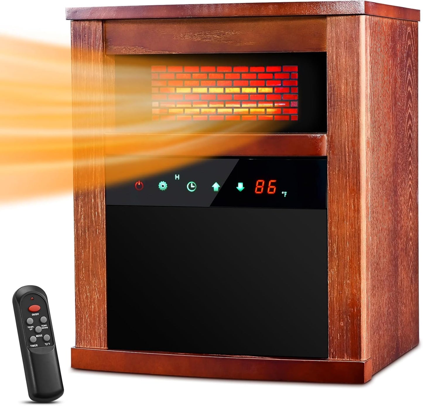 Infrared Space Heater, 1500W - 3 Modes, Remote Control