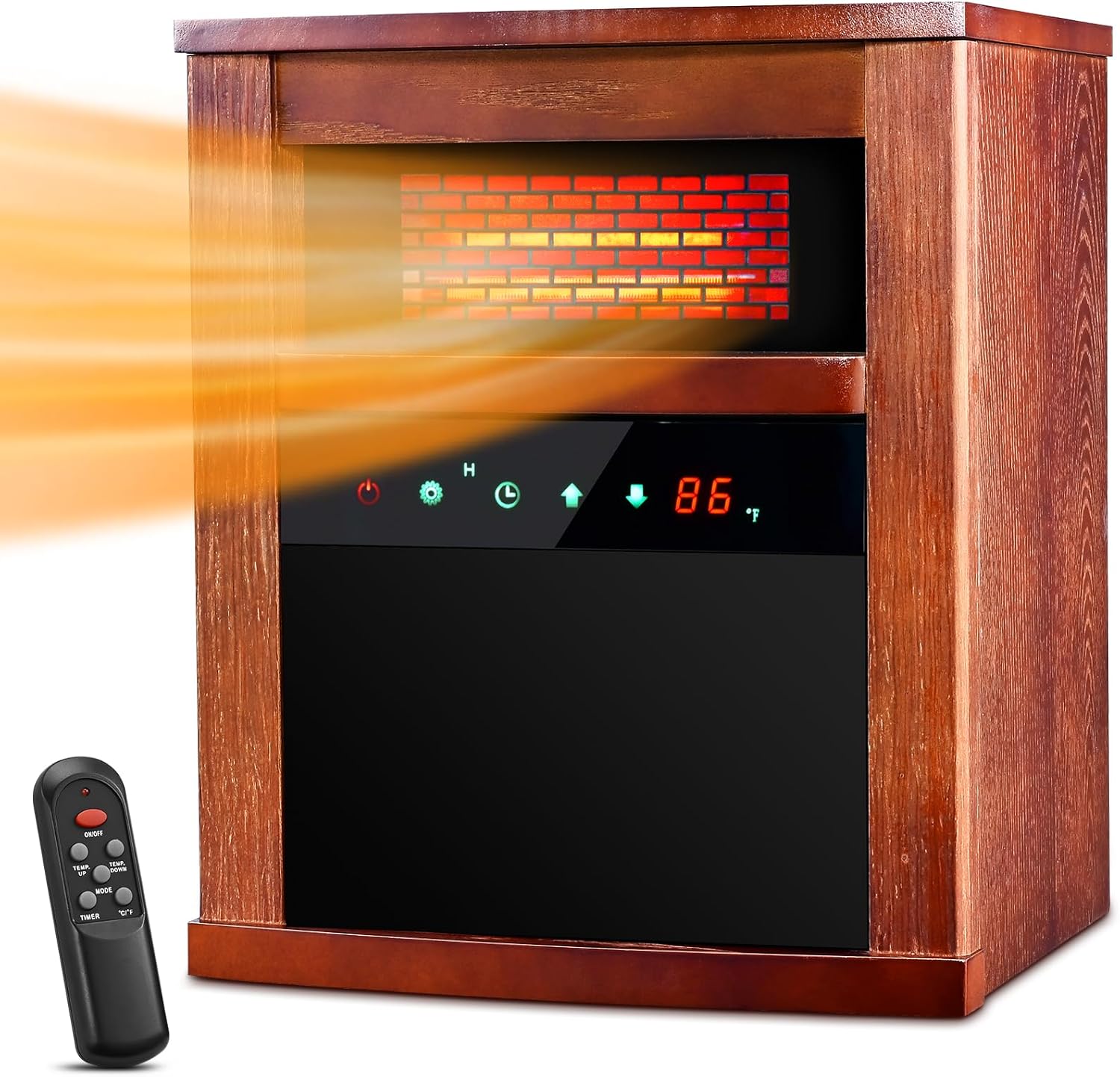 Infrared Space Heater, 1500W - 3 Modes, Remote Control