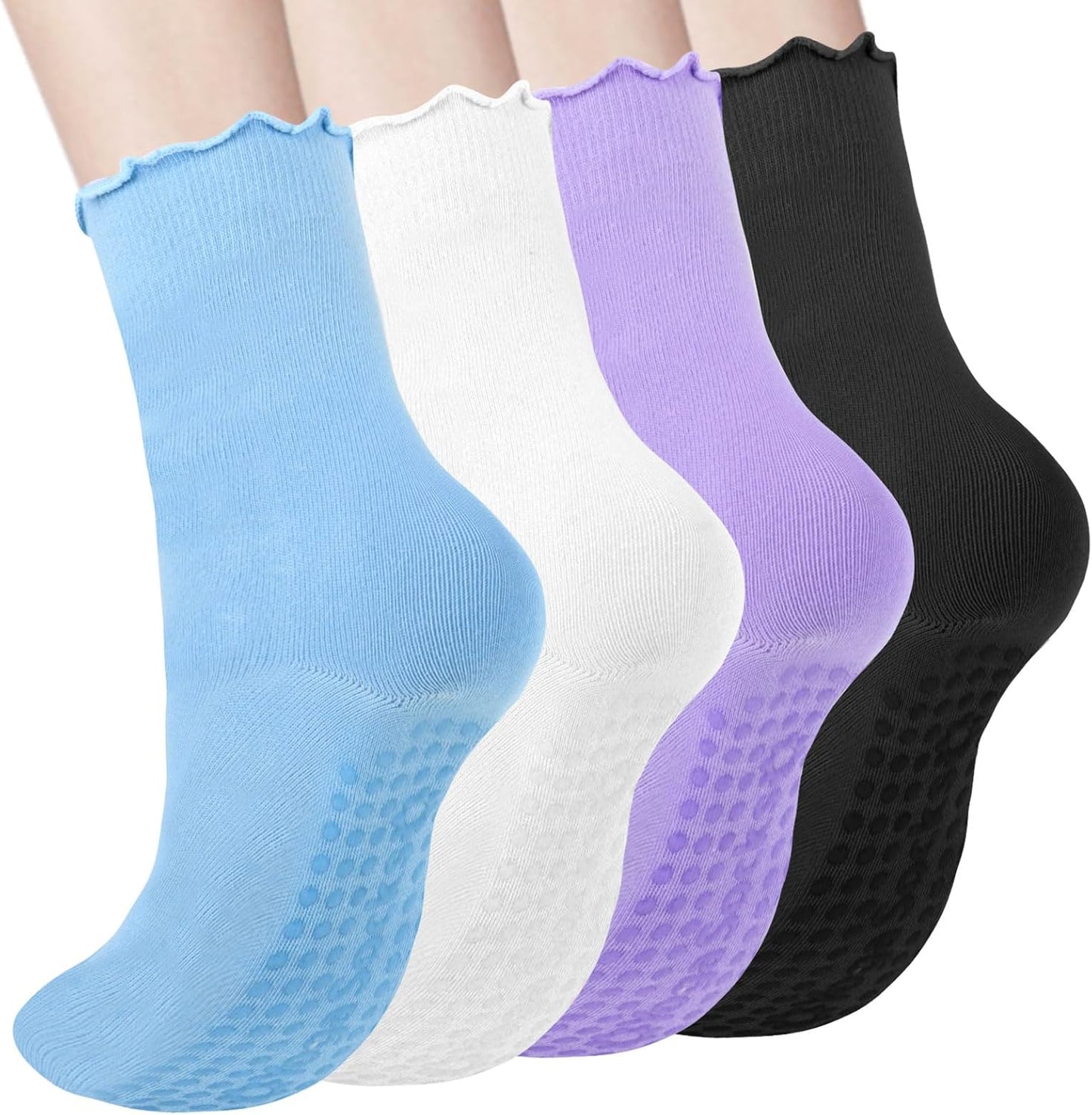 Non-Slip White Pilates Socks for Women - BAHABY