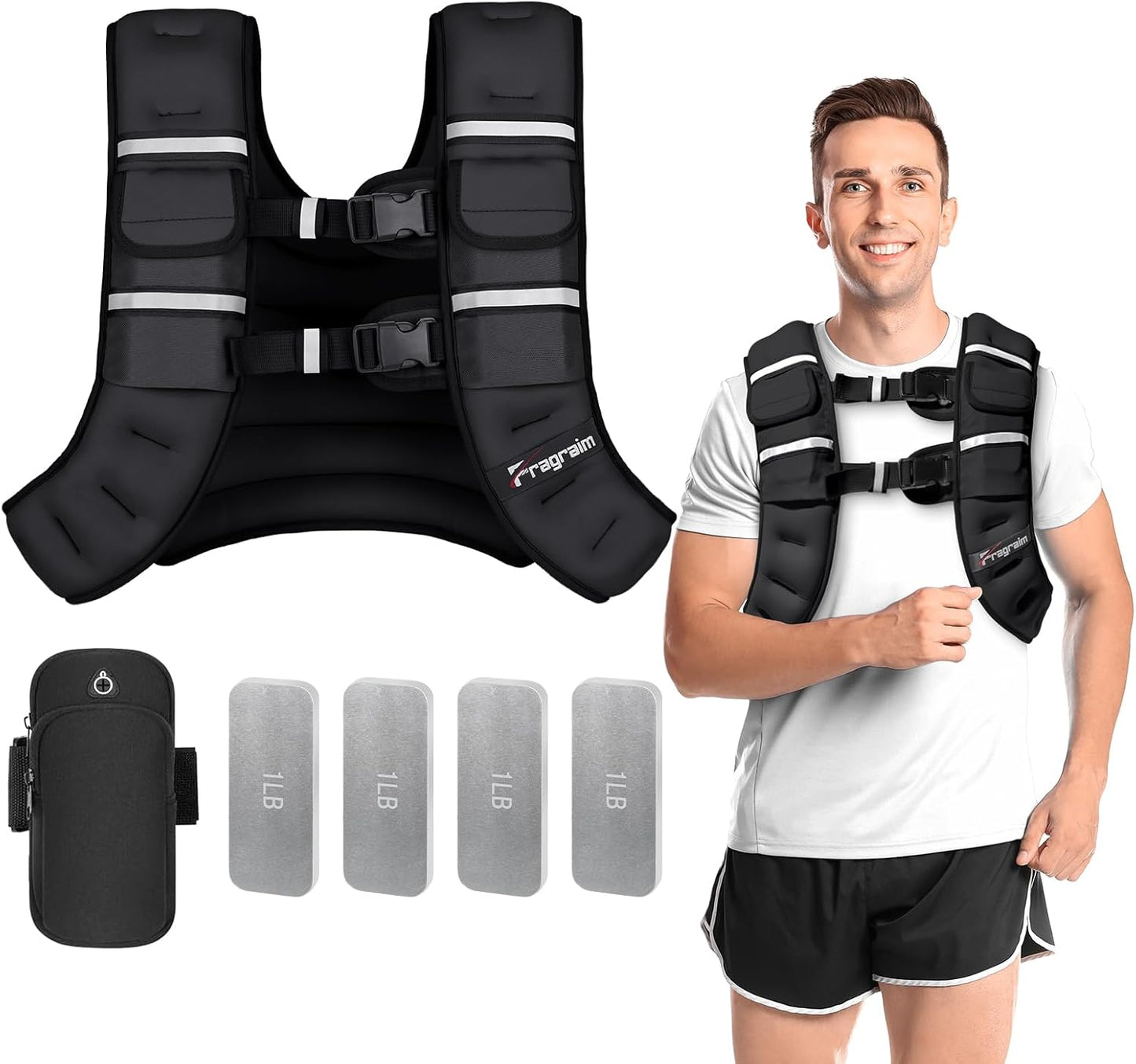 Fragraim Adjustable Weighted Vest for Strength Training and Running