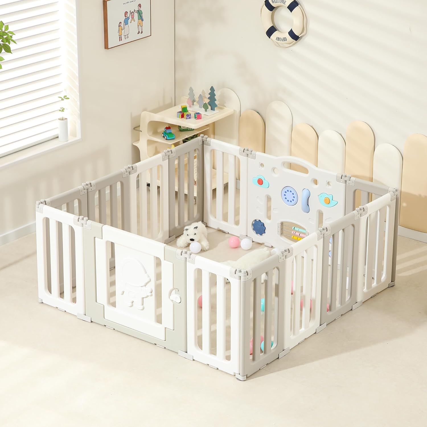 Extra Large Foldable Baby Play Pen - Astronauts Theme