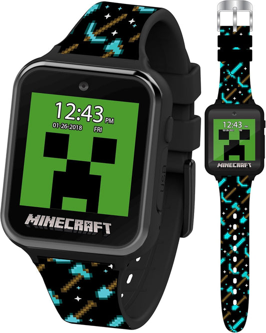 Interactive Minecraft Kids Smart Watch - Games, Camera, Step Counter, Voice Recorder - Fits 5.5-8.0 Wrists