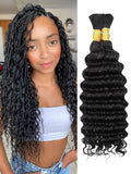 1B Black Human Braiding Hair Deep Wave Bulk (16in) - Natural Texture