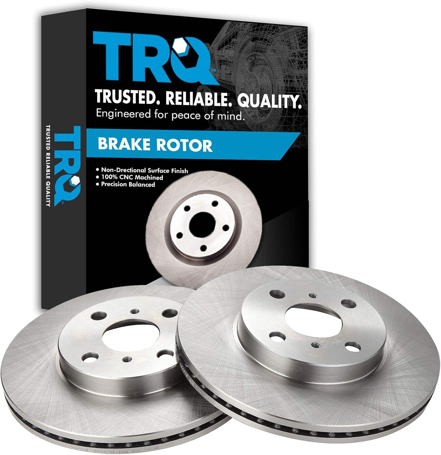 TRQ Front Brake Rotors Set Vented for 2004-2006 Scion xA xB
