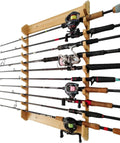 Wall Mounted Fishing Rod Holder 10-Position - Bamboo Rod Rack