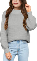 Girls Mock Neck Pullover Sweater Knit Jumper Tops - Cozy Everyday Wear