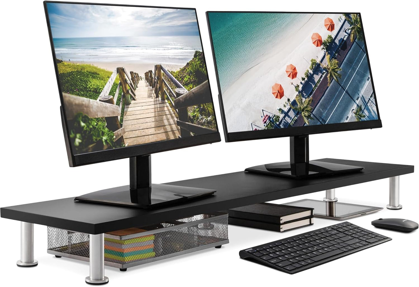 The Original Bamboo Dual Monitor Stand for Ergonomic Setup
