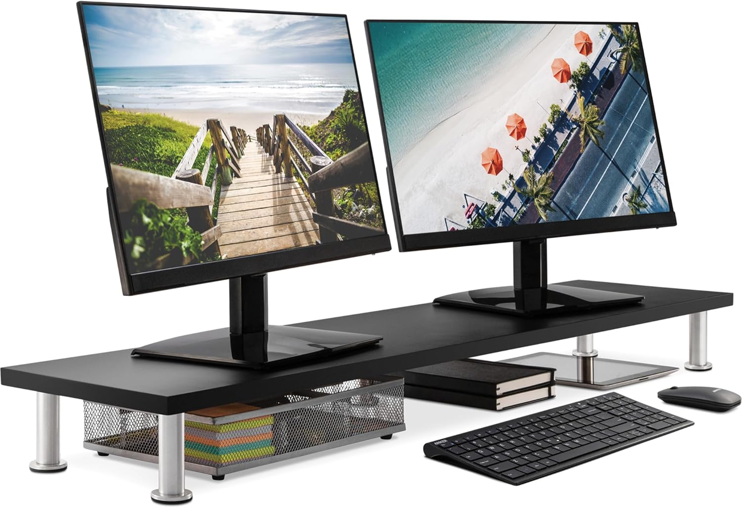 The Original Bamboo Dual Monitor Stand for Ergonomic Setup