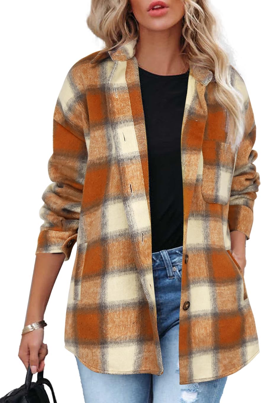 Beaully Women's Plaid Shacket Jacket for Fall Fashion Trends