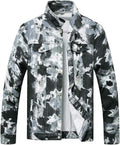 Men's Slim Fit Distressed Denim Jacket - Classic Ripped Trucker