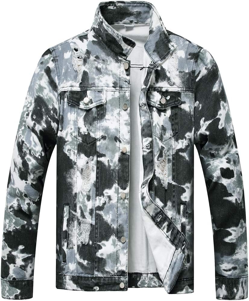LZLER Men's Distressed Denim Jackets for Trendy Fashion Style