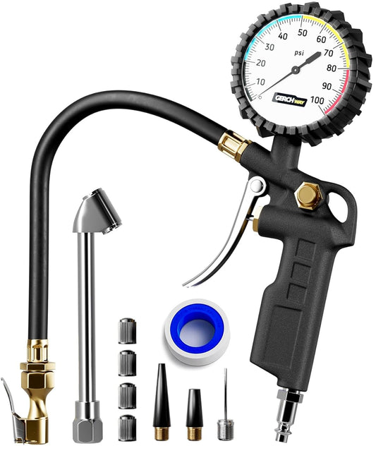 GERCHWAY Tire Inflator Gauge - Easy Pressure Checks & Quick Inflation