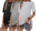 Ekouaer Maternity Shirts 3 Pack - Lightweight Oversized Pregnancy Tops