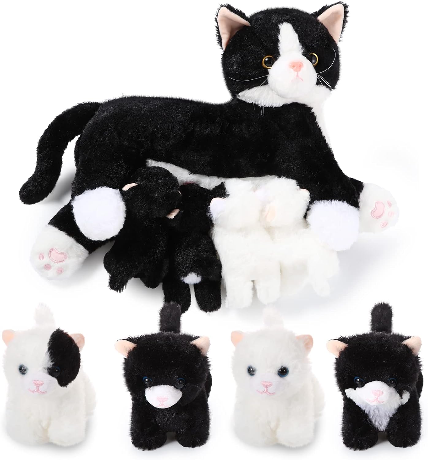 Nurturing Cat Stuffed Animal Set with Adorable Plush Kittens