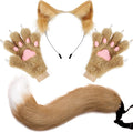 Wolf Fox Tail Clip Ears and Gloves Set - Soft Costume Comfort
