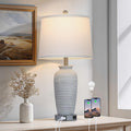 25 Inch Vintage Farmhouse Jar Table Lamps with USB Ports