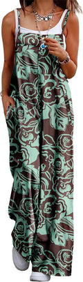 Women's Summer Boho Floral Jumpsuit Wide Leg Overalls - Breathable