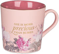 Proverbs 31:10 Scripture Mug - Non-toxic Pink Floral Design