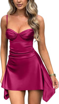Memoriesea Women's Sleeveless Spaghetti Strap Ruched Mini Dress