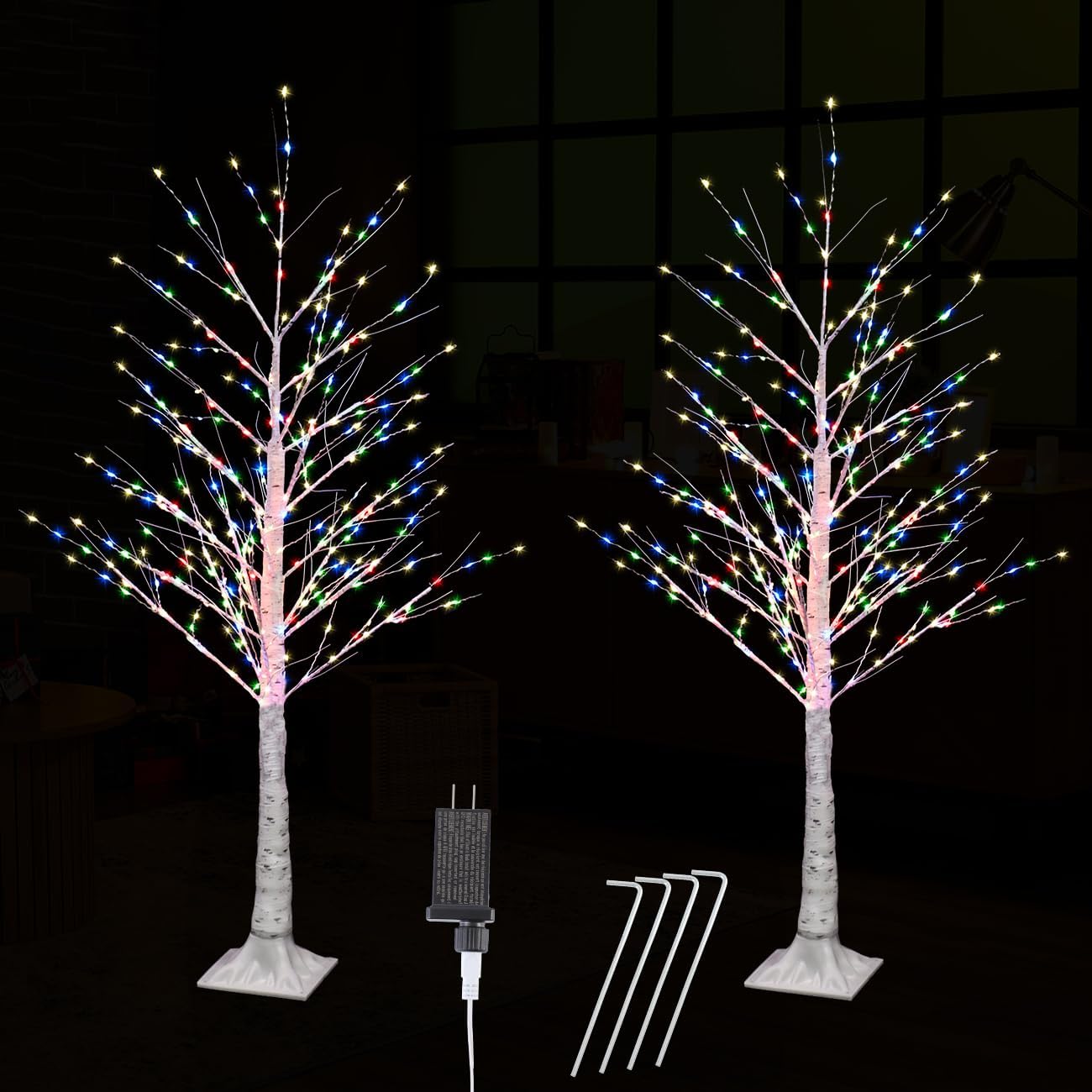 2pack 4FT 240 LED Christmas Birch Tree Lights for Holidays