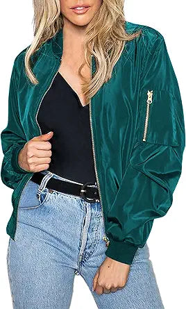 Zeagoo Women's Bomber Jacket Casual Coat Zip Up Outerwear