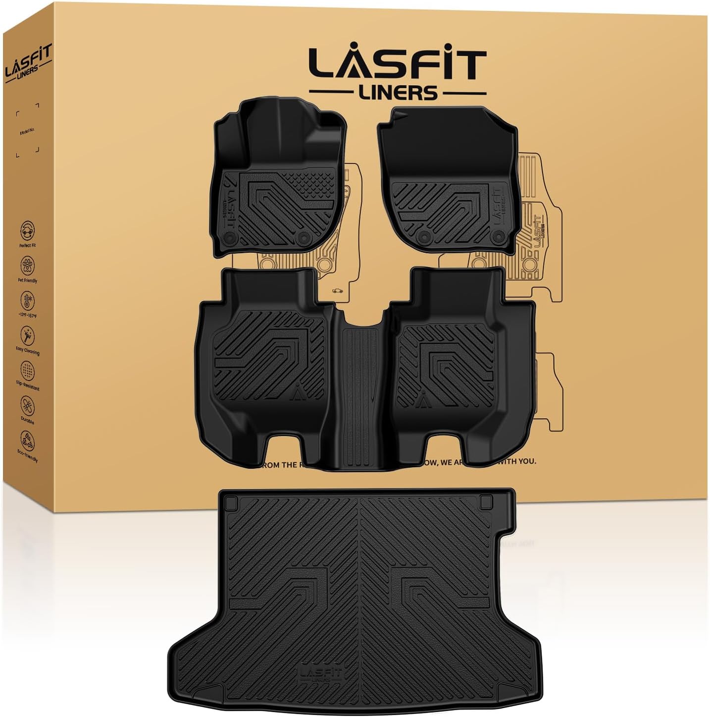 LASFIT Floor Mats & Cargo Mat for Honda HR-V 2016-2022 AWD