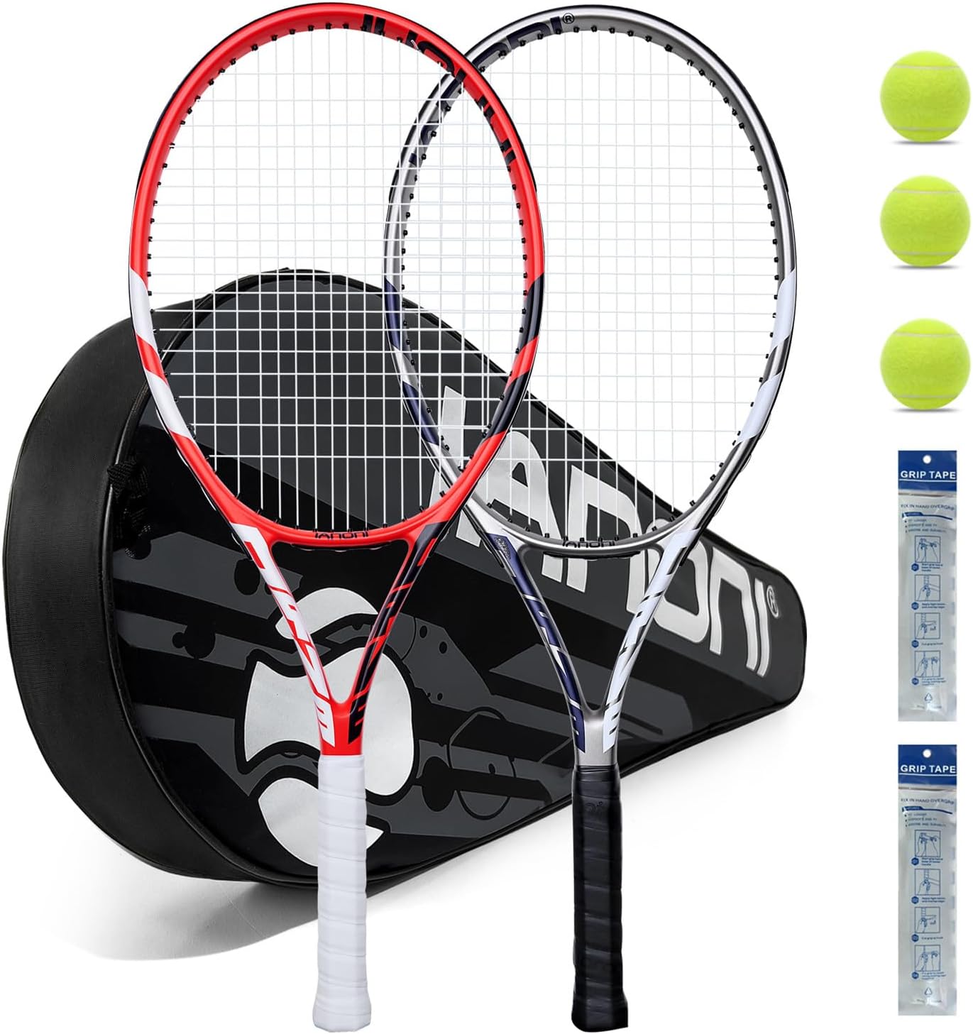 Tennis Rackets for Adults - Pre-Strung 27 Inch Racket Set