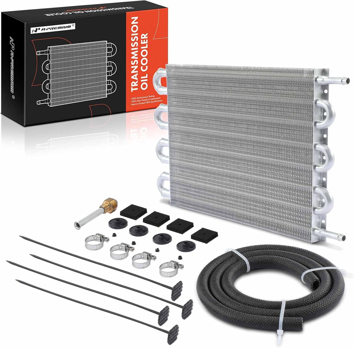 A-Premium Universal Aluminium 8 Pass Transmission Oil Cooler Kit