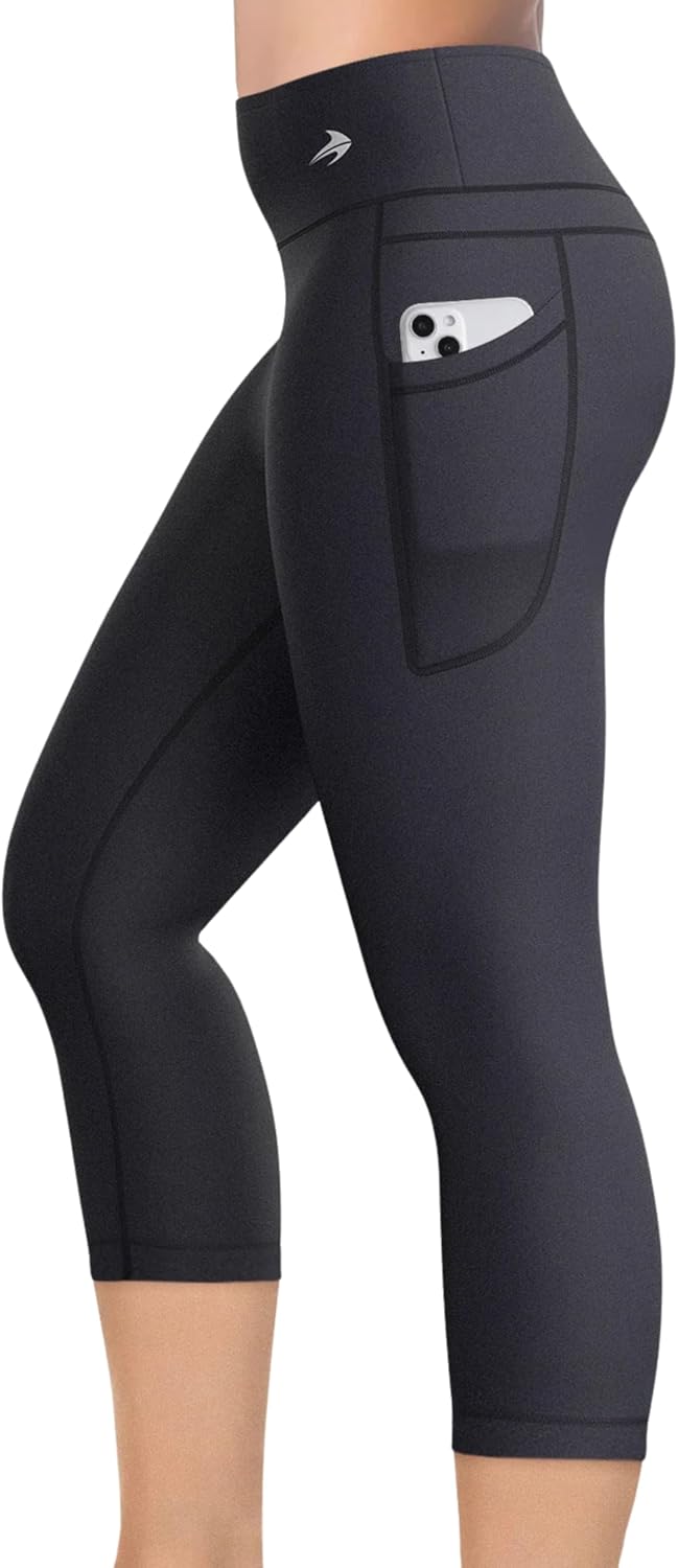 CompressionZ High Waisted Capri Leggings for Women Tummy Control