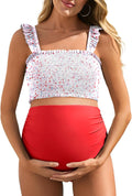 Floral High Waist Maternity Bikini Two Piece - Blue Floral Fit
