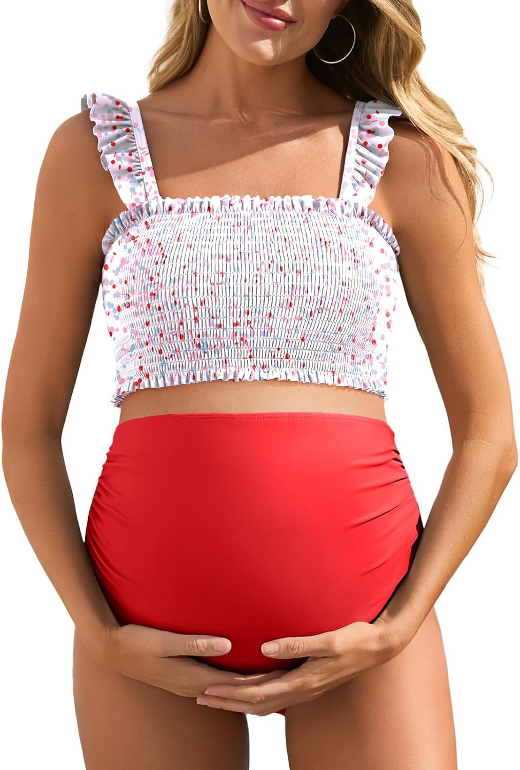 Summer Mae Maternity High Waist Bikini Swimsuit for Moms