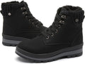 Women's White Combat Boots Black Platform Boots - Warm, Waterproof