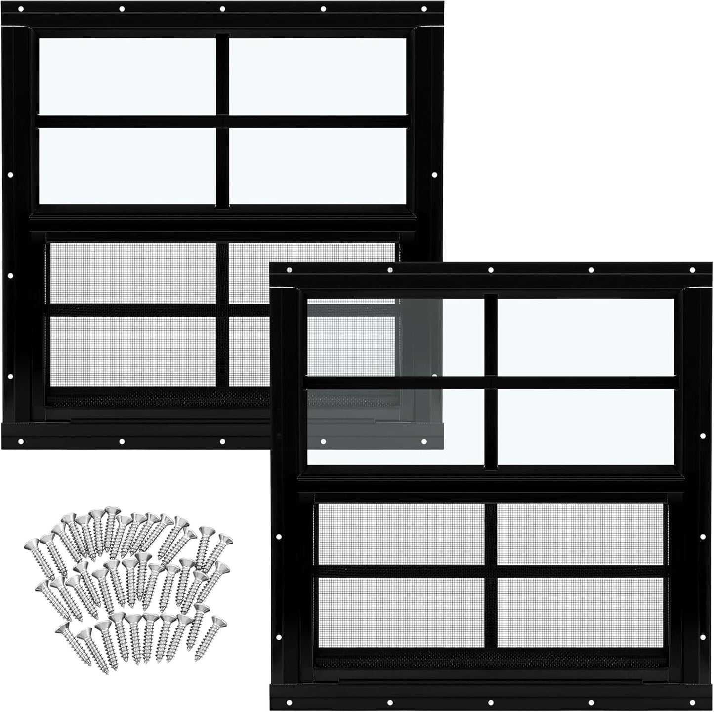 Tandefio 16ft' x 16ft' Black Flush Mount Shed Windows for Sheds