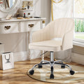 MOJAY Modern Velvet Vanity Chair with Wheels for Home Office