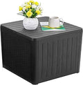 Qily Small Storage Deck Box Outdoor Waterproof Resin - 35 Gal Patio