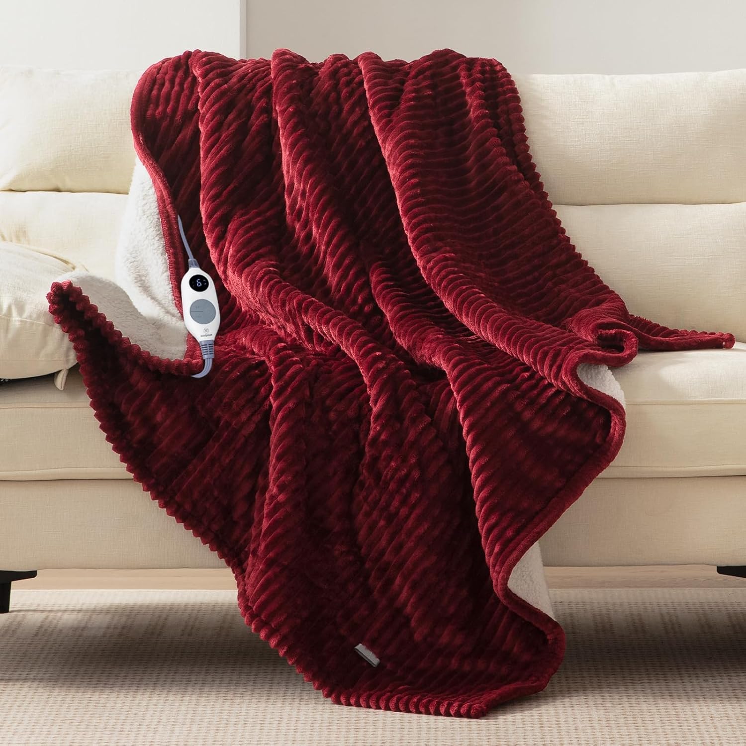 Westinghouse Heated Throw Blanket: Soft Flannel Sherpa