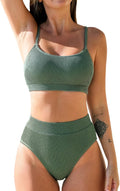 CUPSHE Women's High Waisted Scoop Neck Bikini Set - Flattering