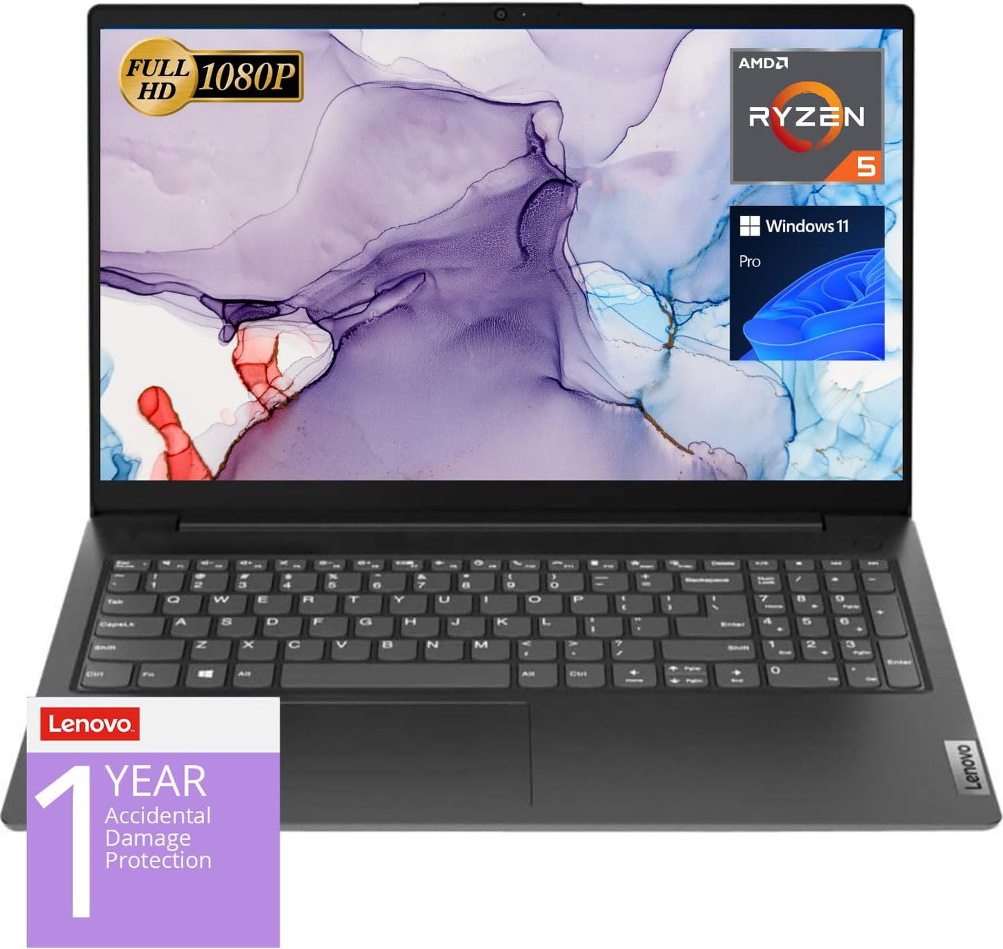 Lenovo V15 Laptop with 15.6 FHD Display and Ryzen 5 Processor