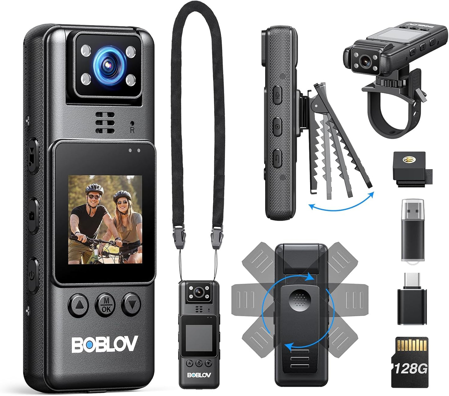 BOBLOV Mini Body Camera A23: 9Hrs Battery, 180 Rotating Lens