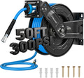 Retractable Air Hose Reel with 50 ft Hybrid Hose for Heavy Duty