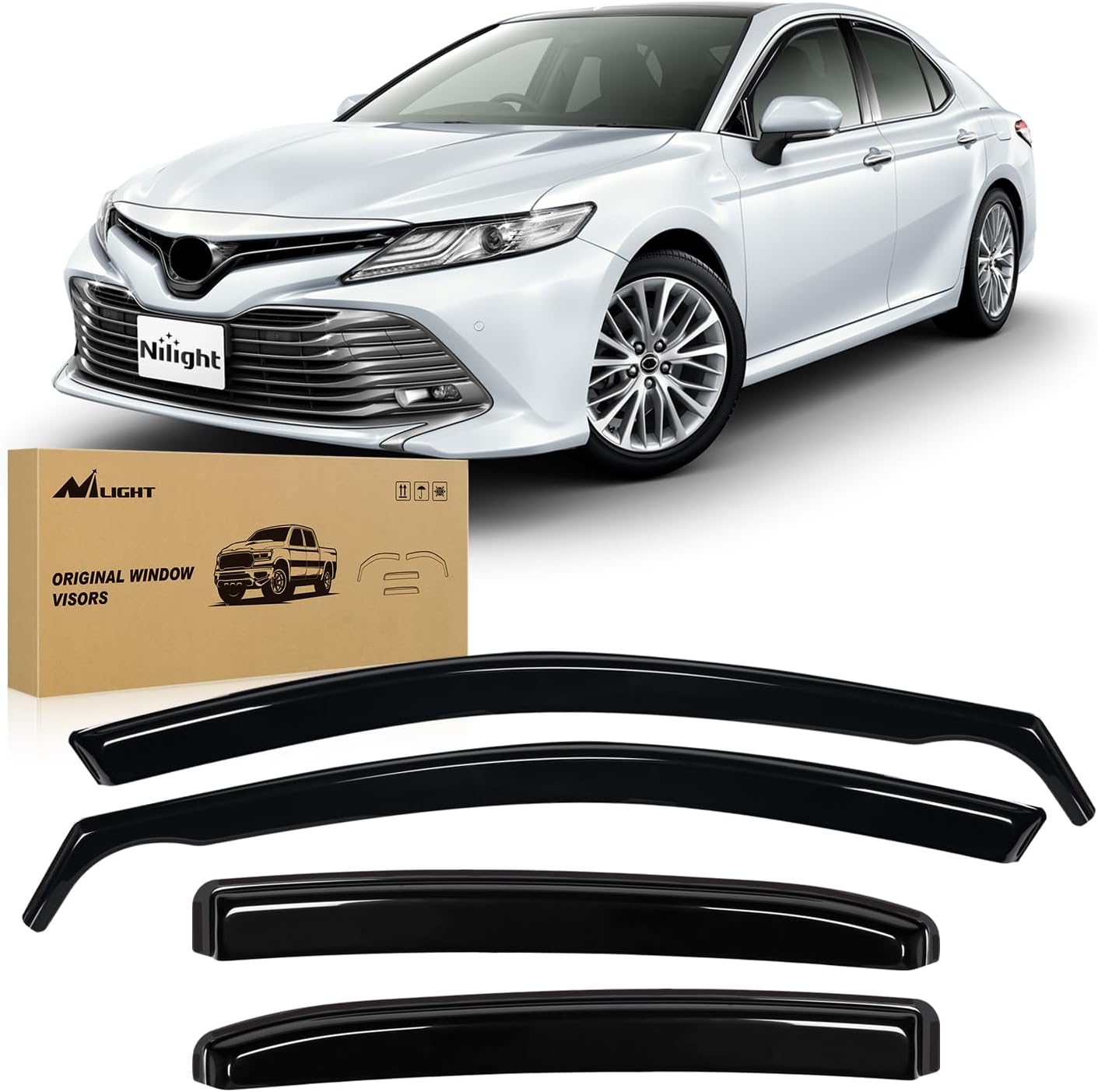 Nilight Window Deflectors for Toyota Camry 2018-2024 - 4PCS