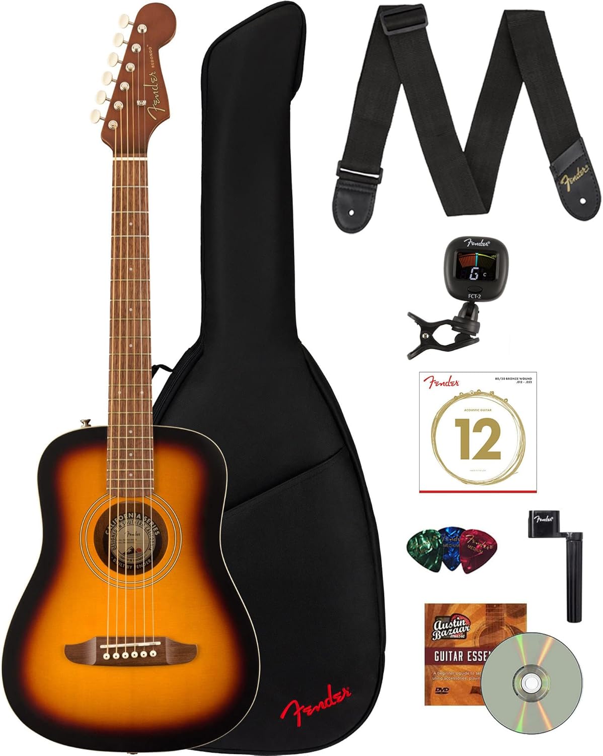 Fender Redondo Mini Acoustic Guitar Bundle for All Players