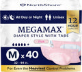 MegaMax Adult Overnight Diapers Medium 40-Count Case - 12Hr Protection