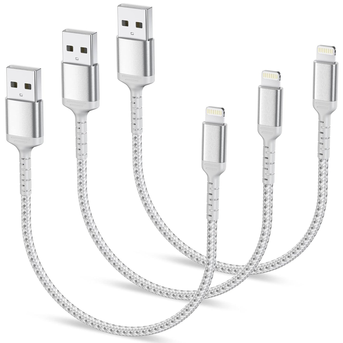 ULIFTUS 1.5ft Short Lightning Cable 3-Pack - Fast Car Charging!